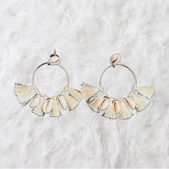 Shell and Tassel Earrings - Picture 2 of 5